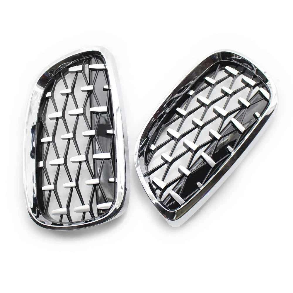 For BMW E92 E93 2006-09 Coupe M3 Diamond Front Kidney Grille Grill Chrome Black
