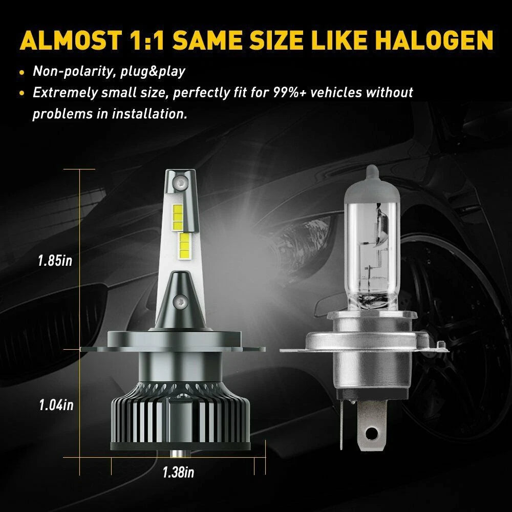 2-10x 700%+ Bright LED H4 Headlight Conversion Globes Kit Bulb Hi Car Low Beam