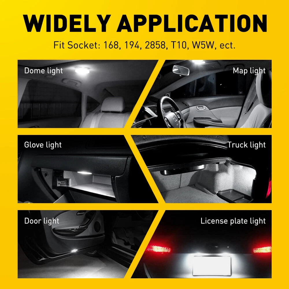 40x AUXITO T10 168 2SMD Car Dashboard LED Light Bulb Interior Side Wedge Map