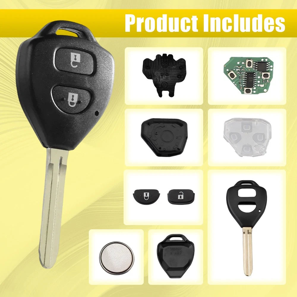 2x Complete Remote Key Fob To For Toyota HILUX 2009 2010 2011 2012 2013- 2015 G
