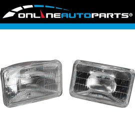Set of 2 Sealed Beam 100x165mm 2 Pin 50w 12v Incandescent Dual Headlight System