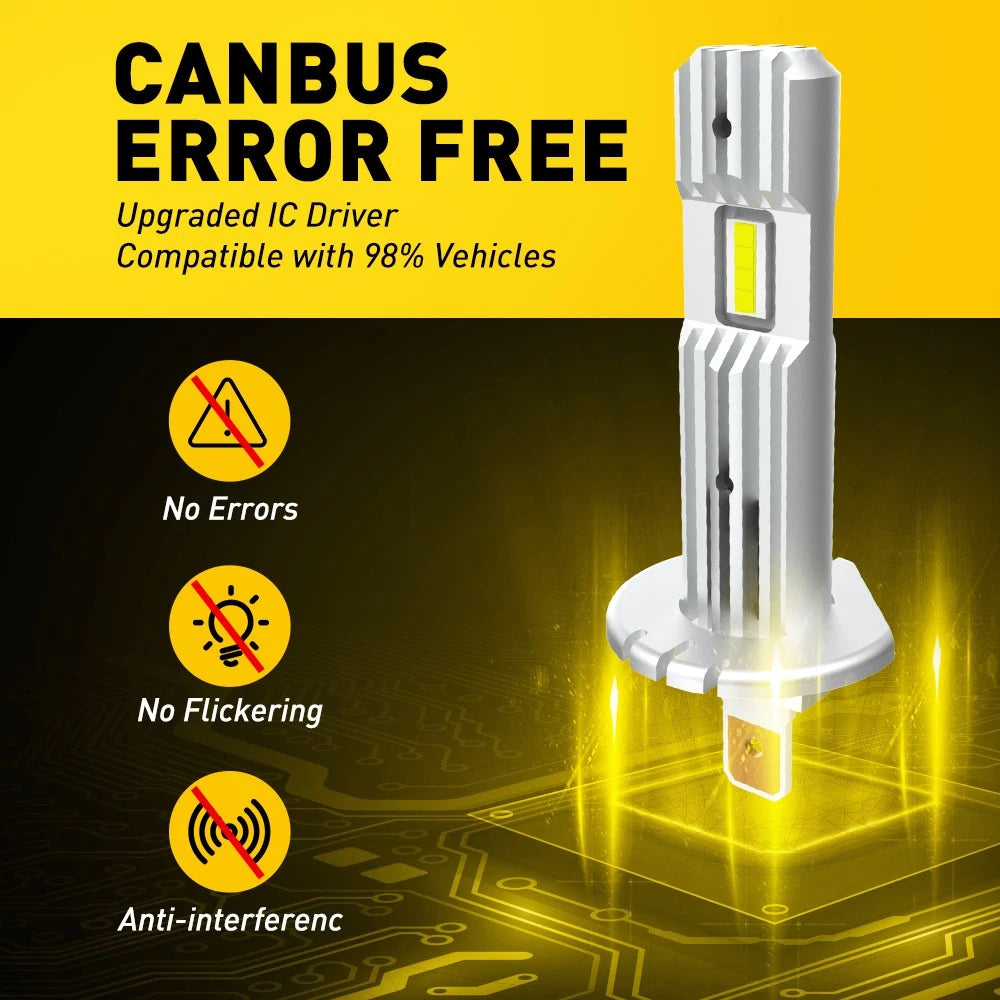 AUXITO 2x H4 H7 H3 LED Headlight Globes Kit Hi/Low Beam Brighter White Plug&Play