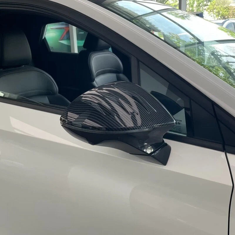 Pair Carbon Fiber Side Rearview Mirror Cap Cover Trim For MG4 MG 4 EV 2023-2025