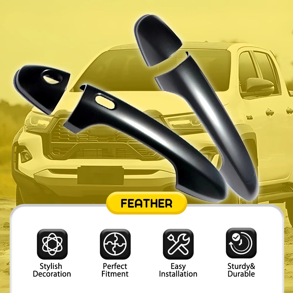 Door Handles Covers Matte Black Suitable For Toyota Hilux 2015-21 Keyless Hole