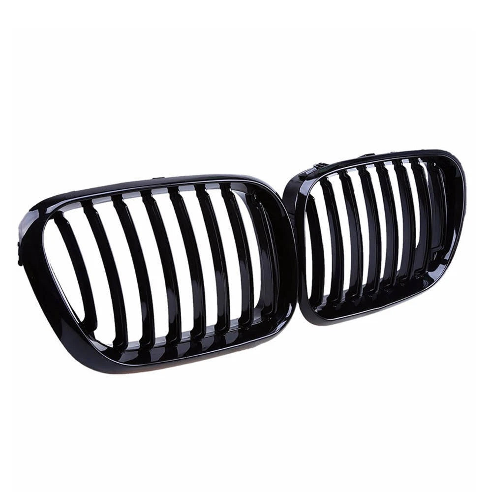 Gloss Black Front Bumper Hood Kidney Grille Grills for BMW X5 E53 2000-2003 ST