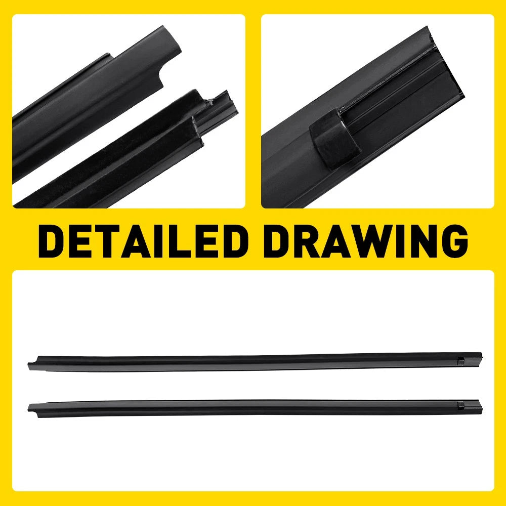 2pcs Window Seal Weather Strips For Toyota Hilux 2005-2015 2 Doors Single Cab