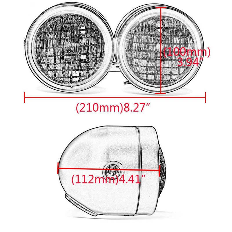 Universal Black Twin Headlight Motorcycle Double Dual Lamp Mount Street Fighter