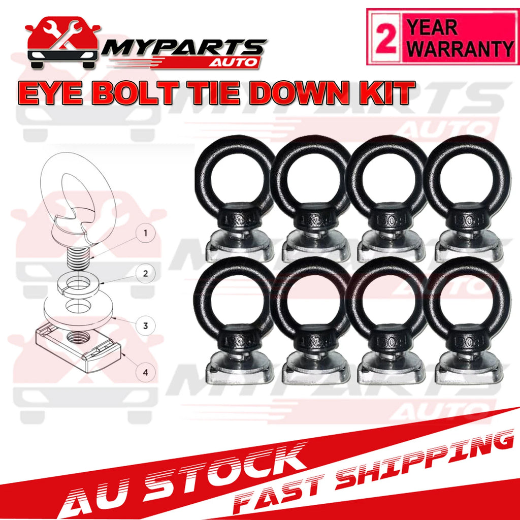 M10 Eye Bolt Tie Down Kit - Suits Rhino Rack Pioneer Stainless Steel Black 4/8