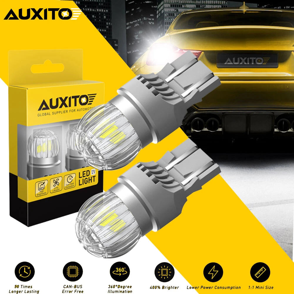 2x T20 W21W 7443 7440 Daytime Running Light Error Free Globe LED Reverse Light.