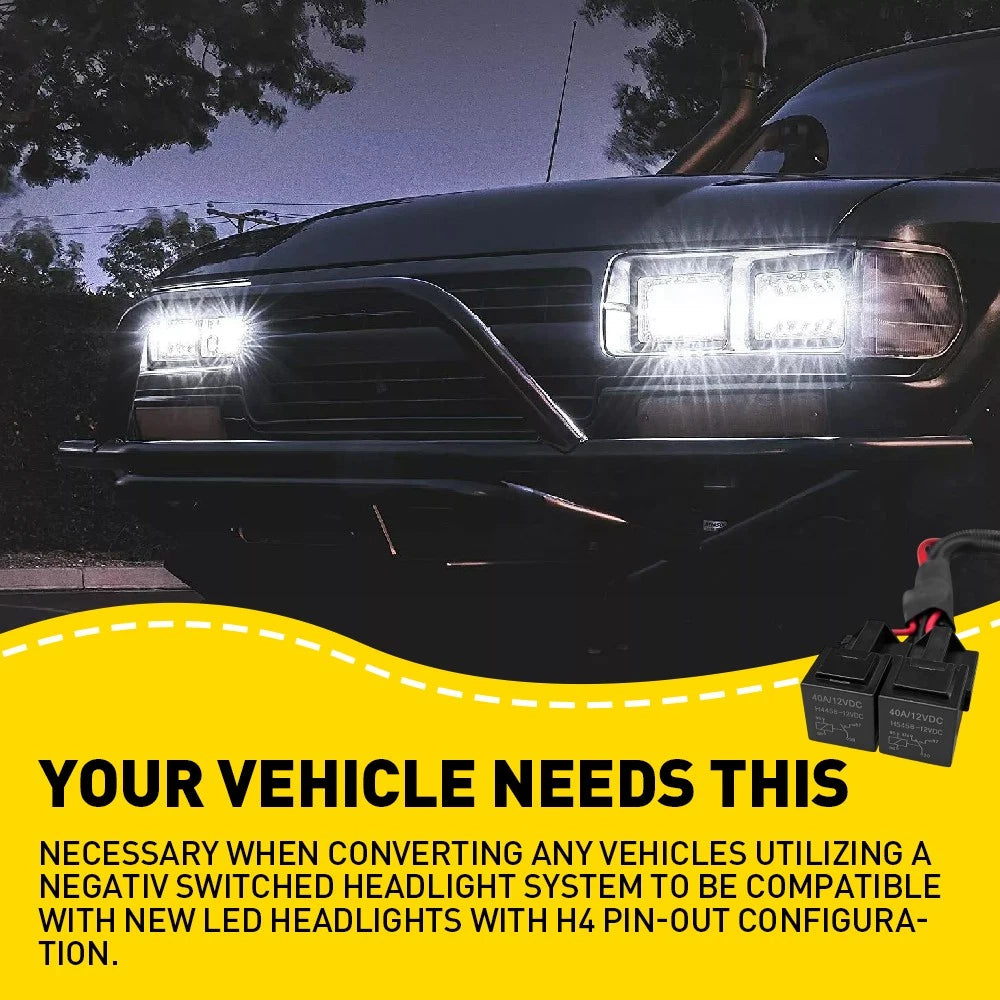 H4 LED Headlight Wiring Harness Relay Harness Kit for 9003 H6054 H5054 6014 6052