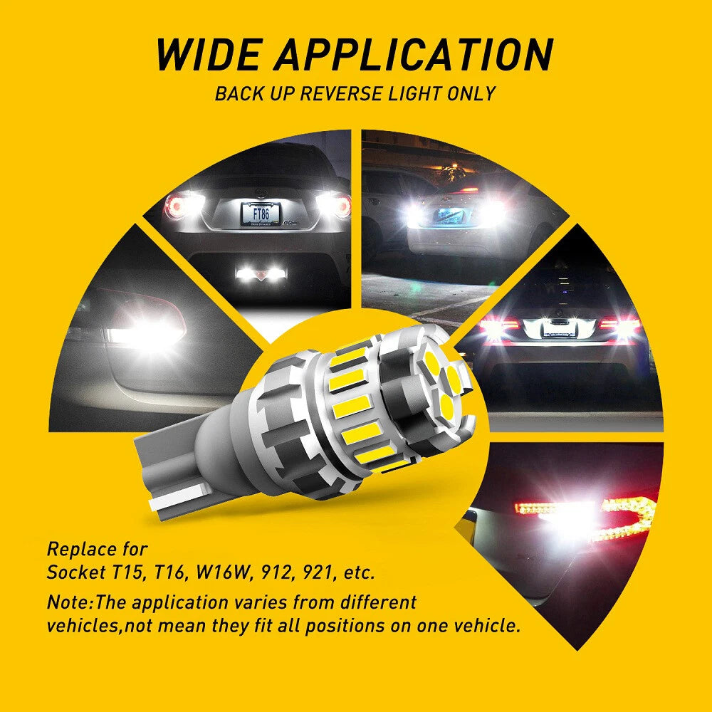 2x T15 W16W 3030 LED Error Reverse Light Canbus Backup Free Bulb 2400LM White