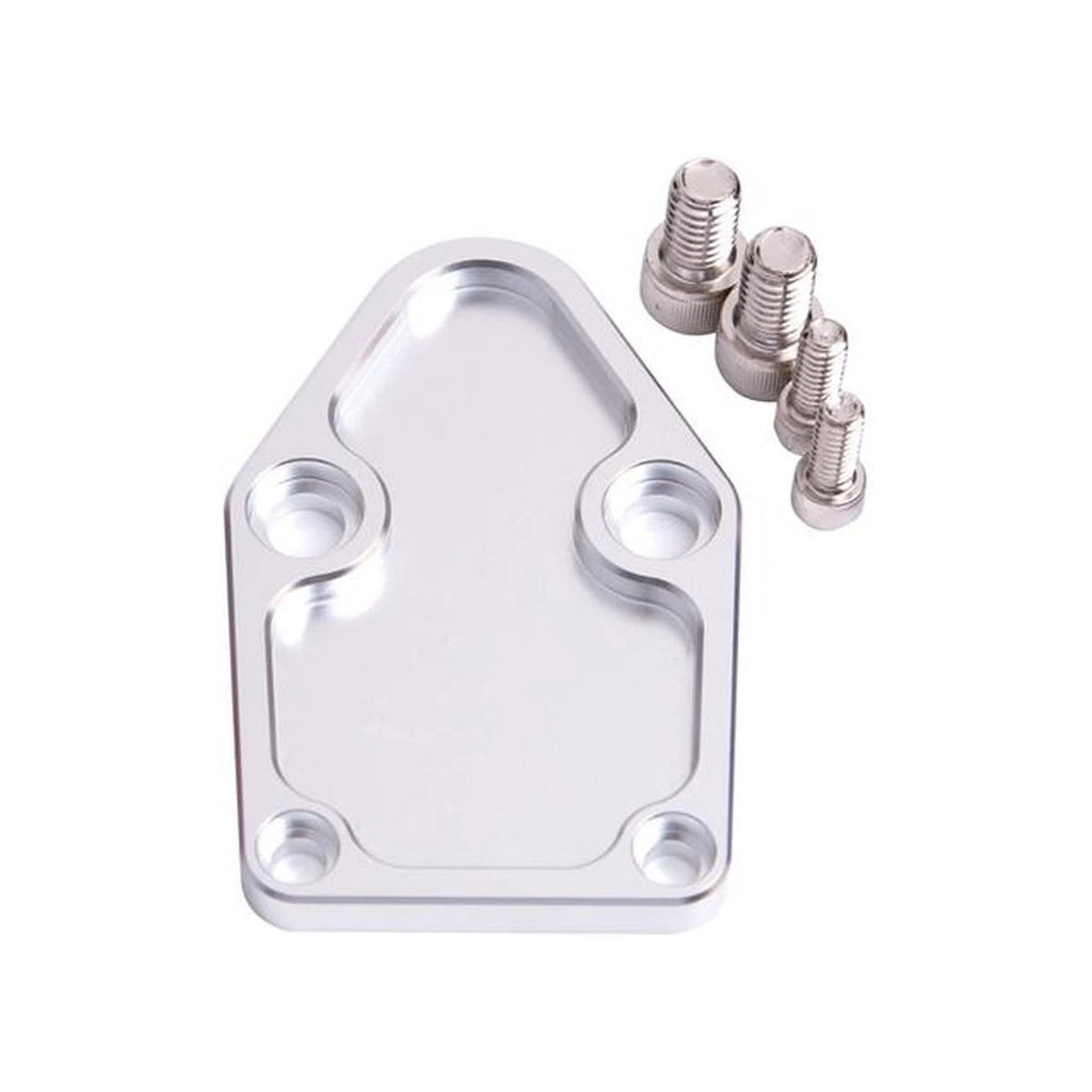 Aeroflow AF64-2028S Billet Fuel Pump Block Off Plate Silver compatible with SBC