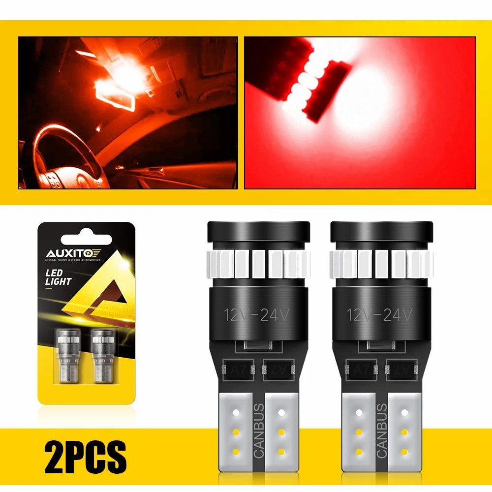 2x T10 194 168 24SMD 3014 LED Car Tail Wedge Side Parking RED Light Globe AU AU