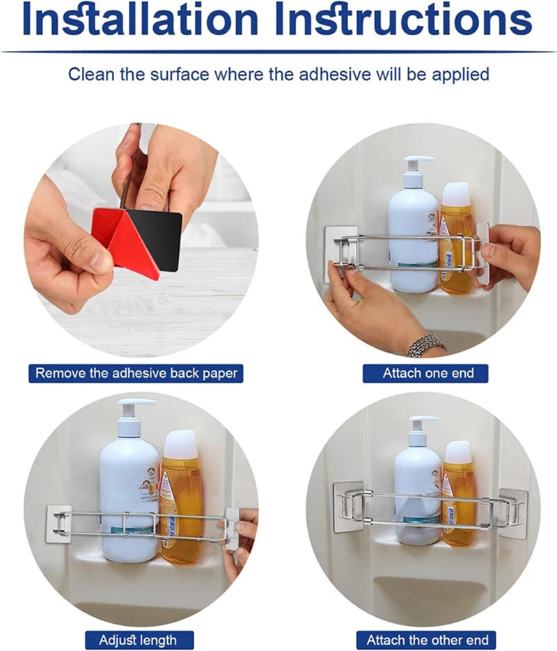 Camper RV Shower Corner Storage Bar Adjustable for Trailers Campers Bathroom ST