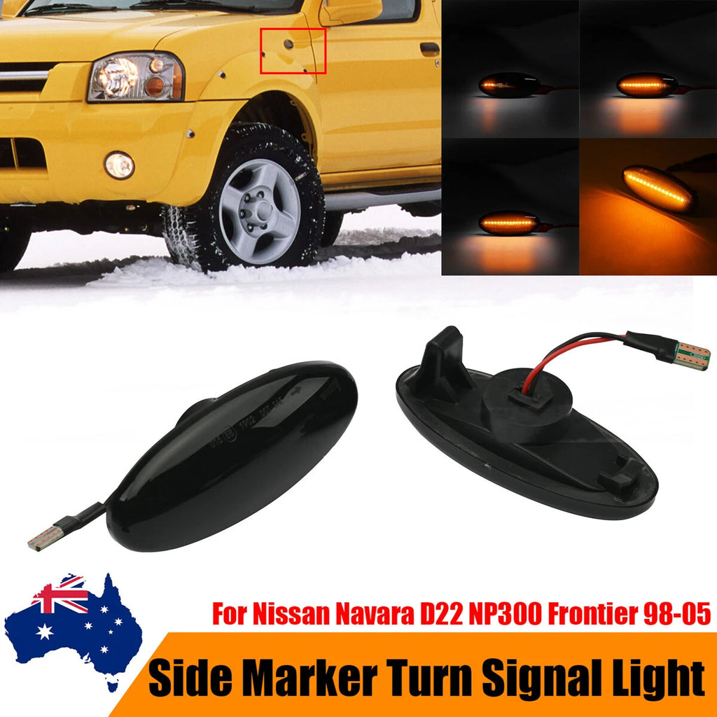 2x Dynamic Side Light Turn Signal Indicator For Nissan Navara D22 NP300 Frontier