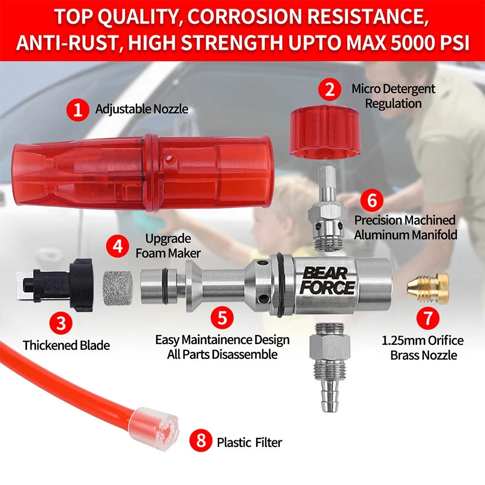 BEAR FORCE | Pressure Washer Foam Cannon Snow Foam Generator 1/4 Quick Connector