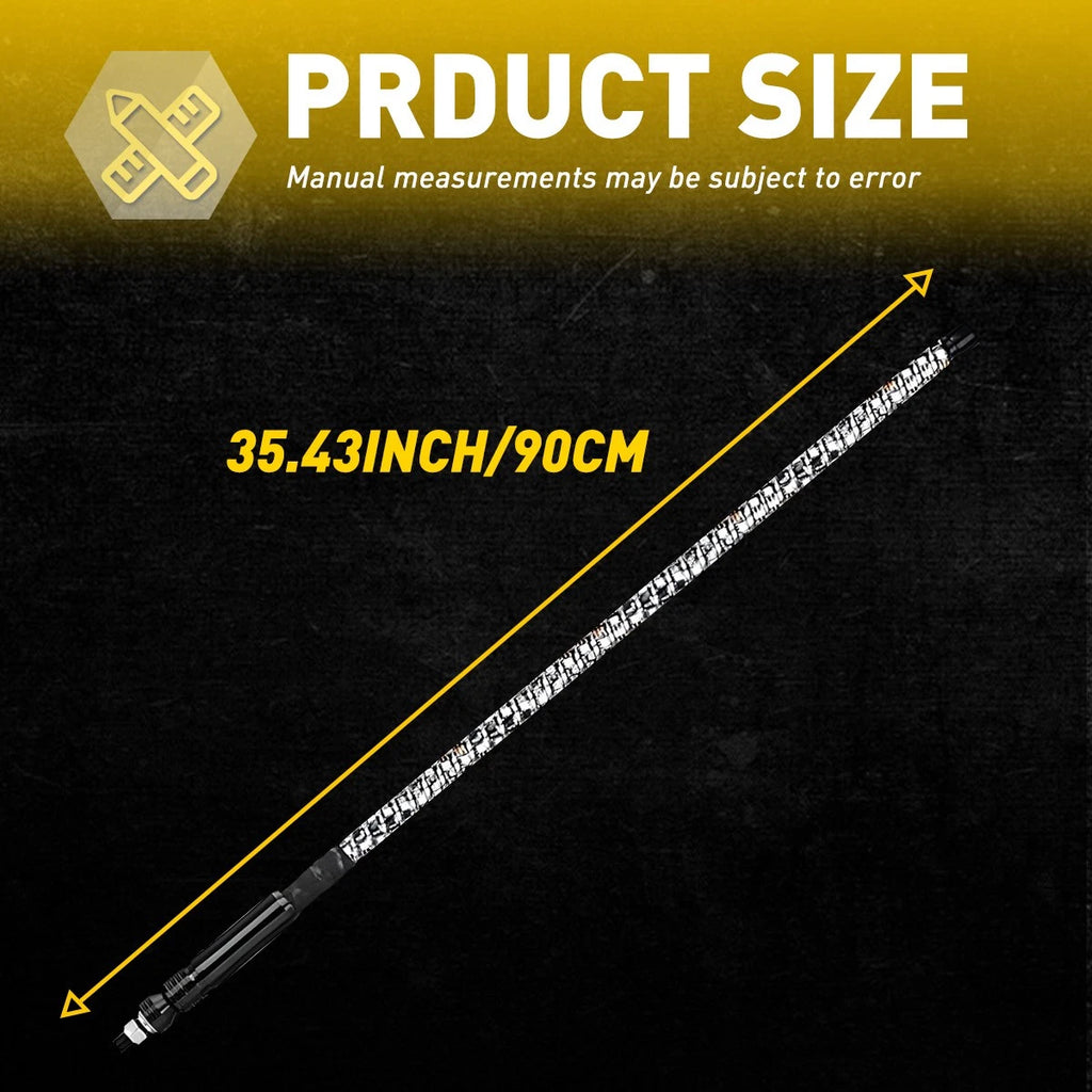 2Pcs For ATV Polaris RZR 3ft Spiral LED Whip Light Antenna APP Remote Bluetooth