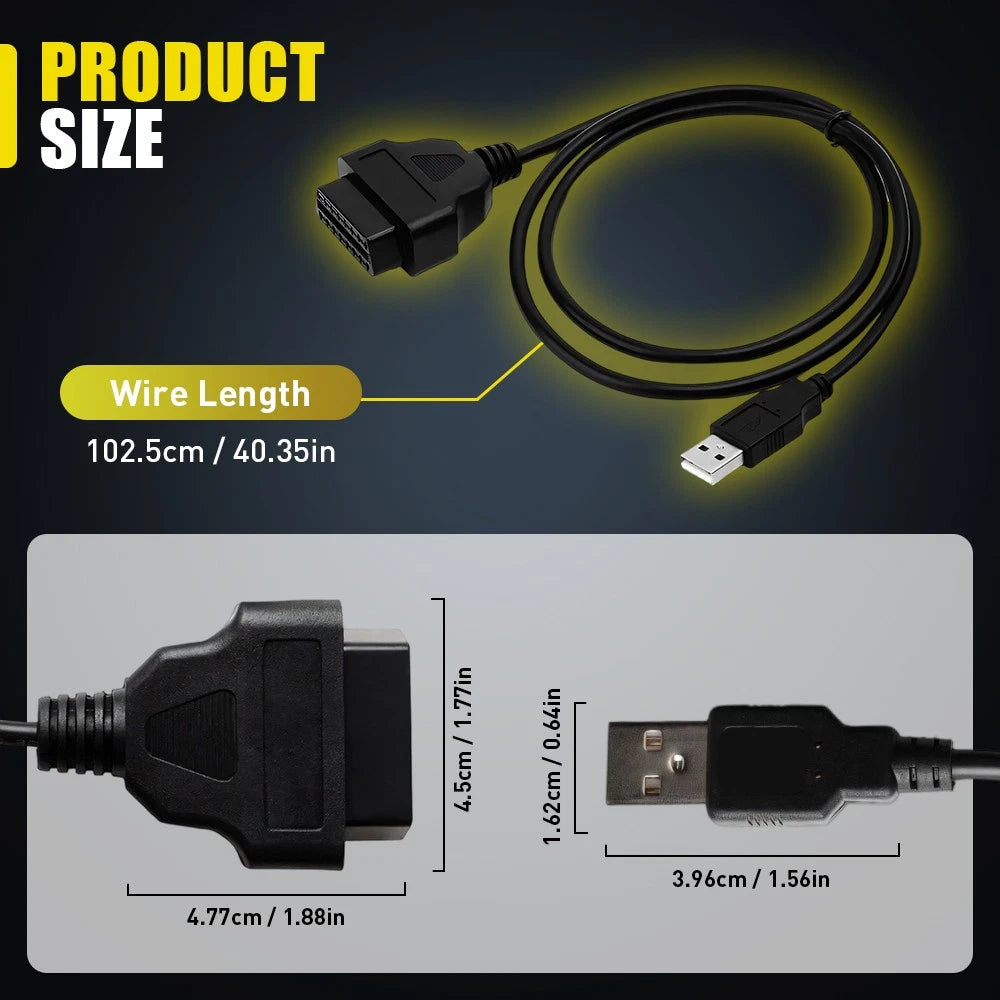 Diagnostic Tools 16 Pin OBD2 To USB Port Charger Adapter Cable Connector Brand