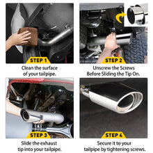 Load image into Gallery viewer, Universal Single Car Exhaust Muffler Tip Steel Stainless Round Pipe Tail Chrome