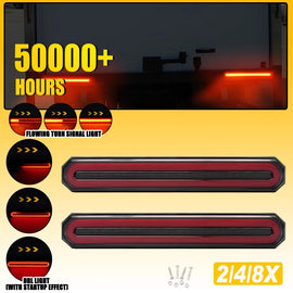2-8x 87 LED Tail Lights Stop Brake Indicator Reverse Slim Truck Trailer Light