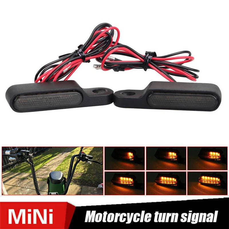 Motorcycle Handlebar Bar End 6 LED Turn Signal Indicators Light Black For Harley