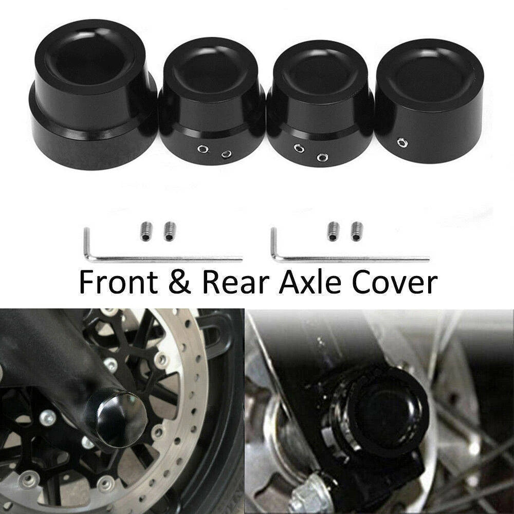 For Harley Sportster XL883 Dyna Touring V-Rod Front & Rear Axle Nut Cover Caps S