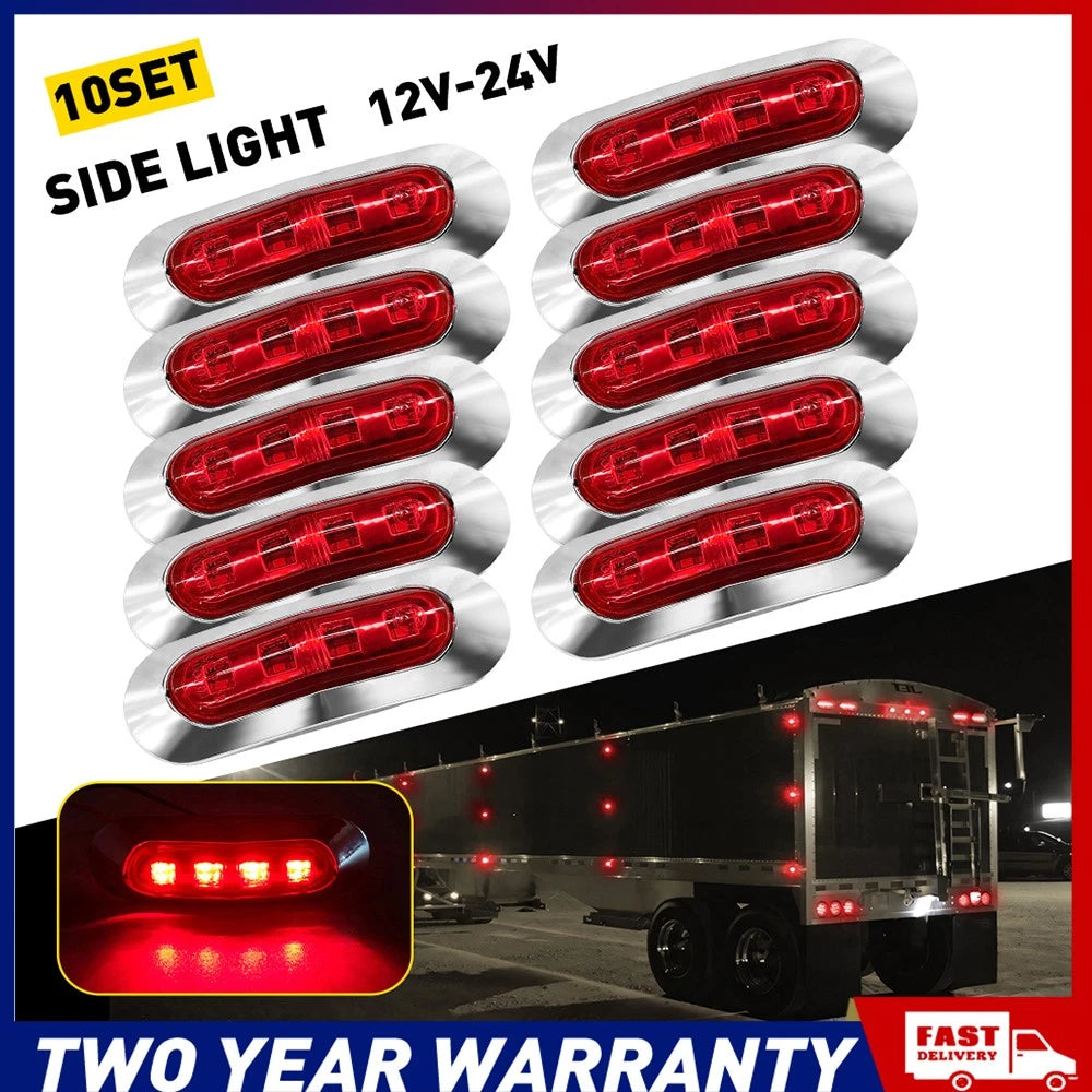 10x Red LED Clearance Lights Side Marker Lamp Trailer Truck Caravan Lorry IP67