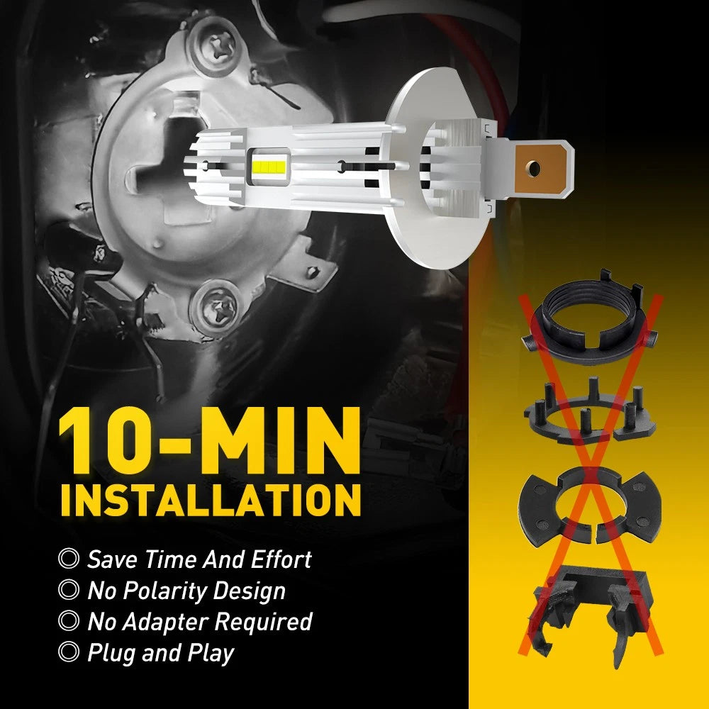 2PCS H7 H1 H4 H3 LED Headlight Globes Bulb Kit High/Low Beam 20000LM 6500K White