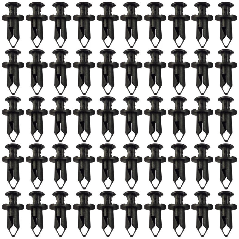 50 x 8mm Hole Plastic Rivet Fastener Push Clips Black Nylon For Car Auto Fender