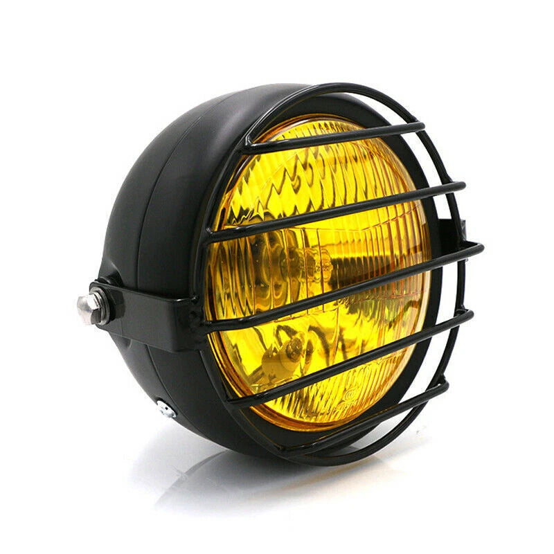 6.5'' Black Headlight Mesh Grill Retro Guard Motorcycle Headlamp Light Cover ST