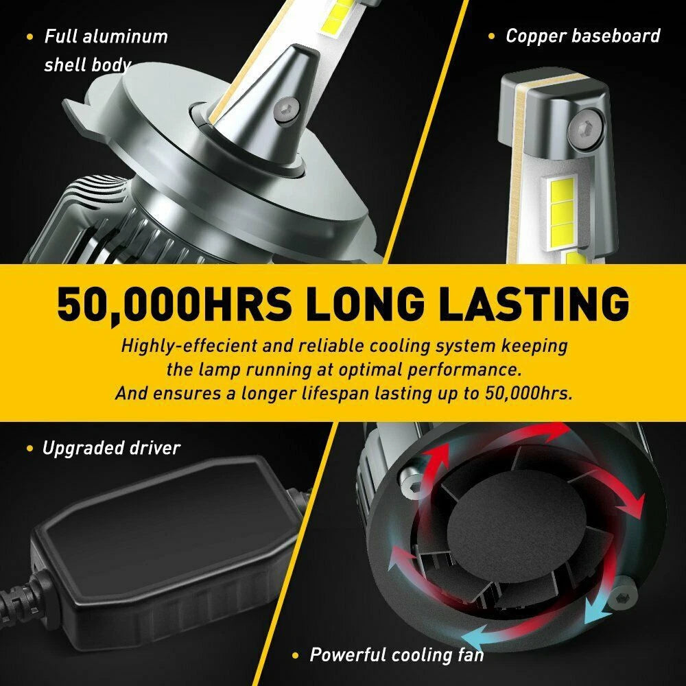 AUXITO H4 HB2 9003 LED 12V Bulbs 72W Headlight Light High/Low 8000LM/Set White A