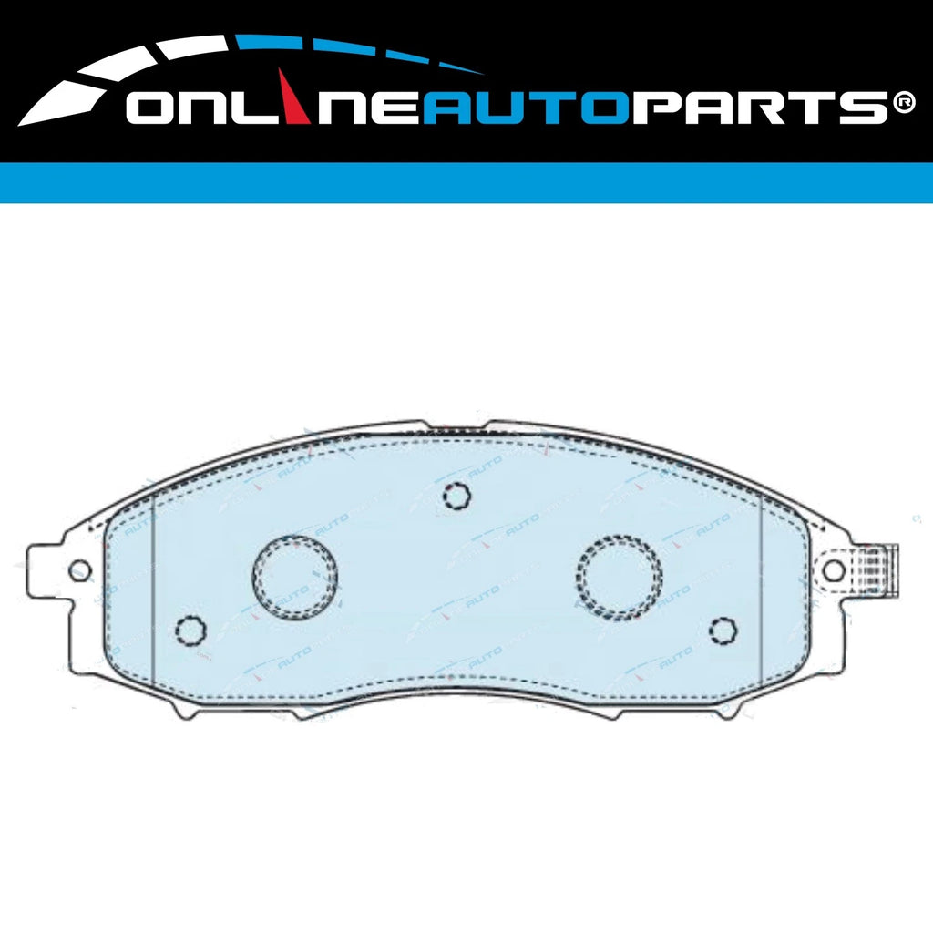 2 Front Dimple Drilled Slotted Disc Brake Rotors + Pads for Navara D22 4X4