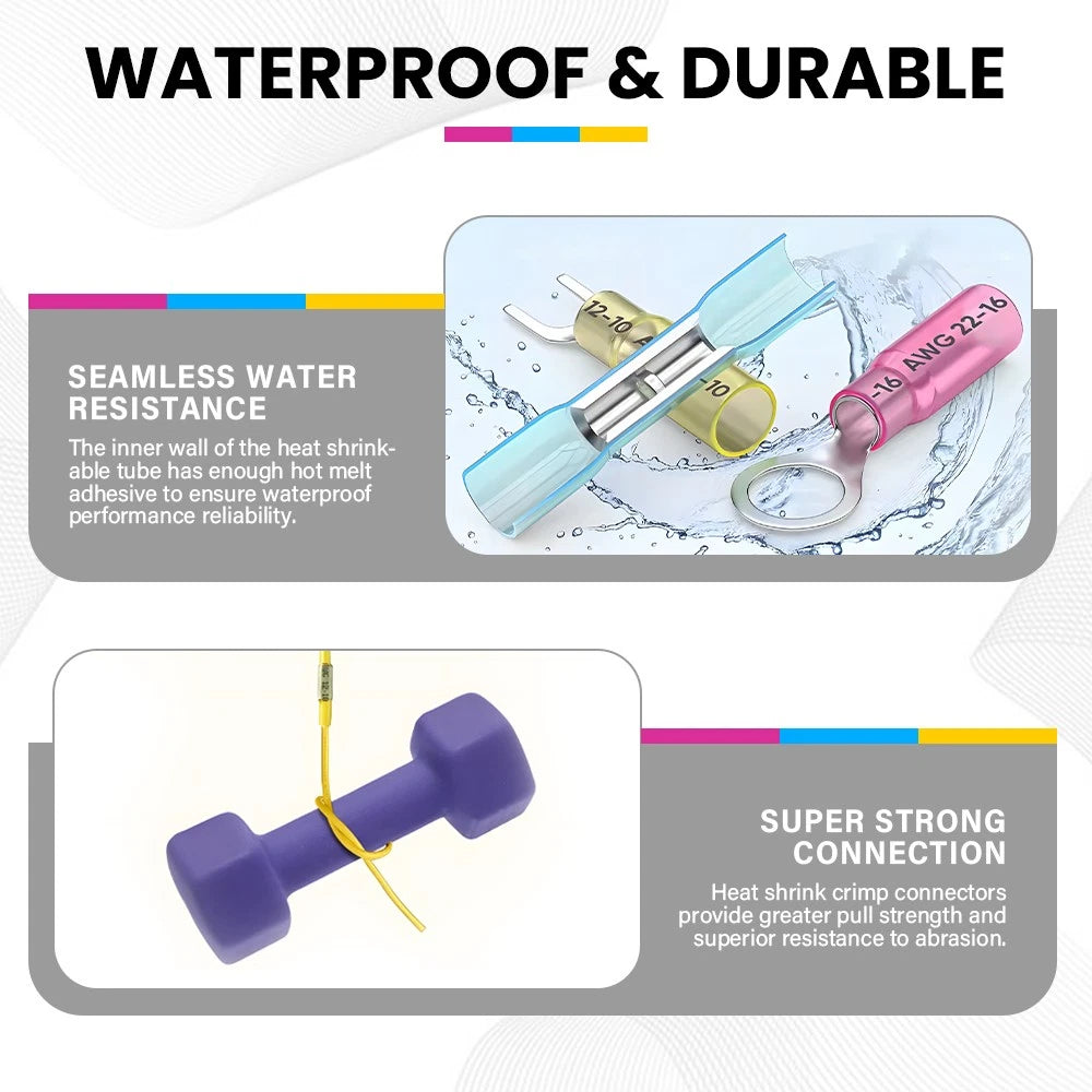 540PCS Heat Shrink Electrical Wire Connectors Crimp Marine Automotive Terminals