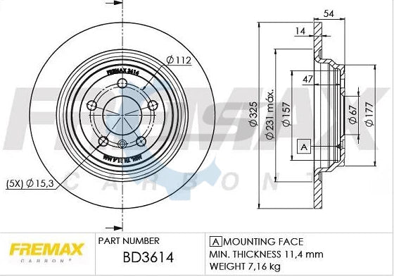 Fremax Rear Disc Rotors for Mercedes Benz ML250 CDI W166 2.1 2012-2015