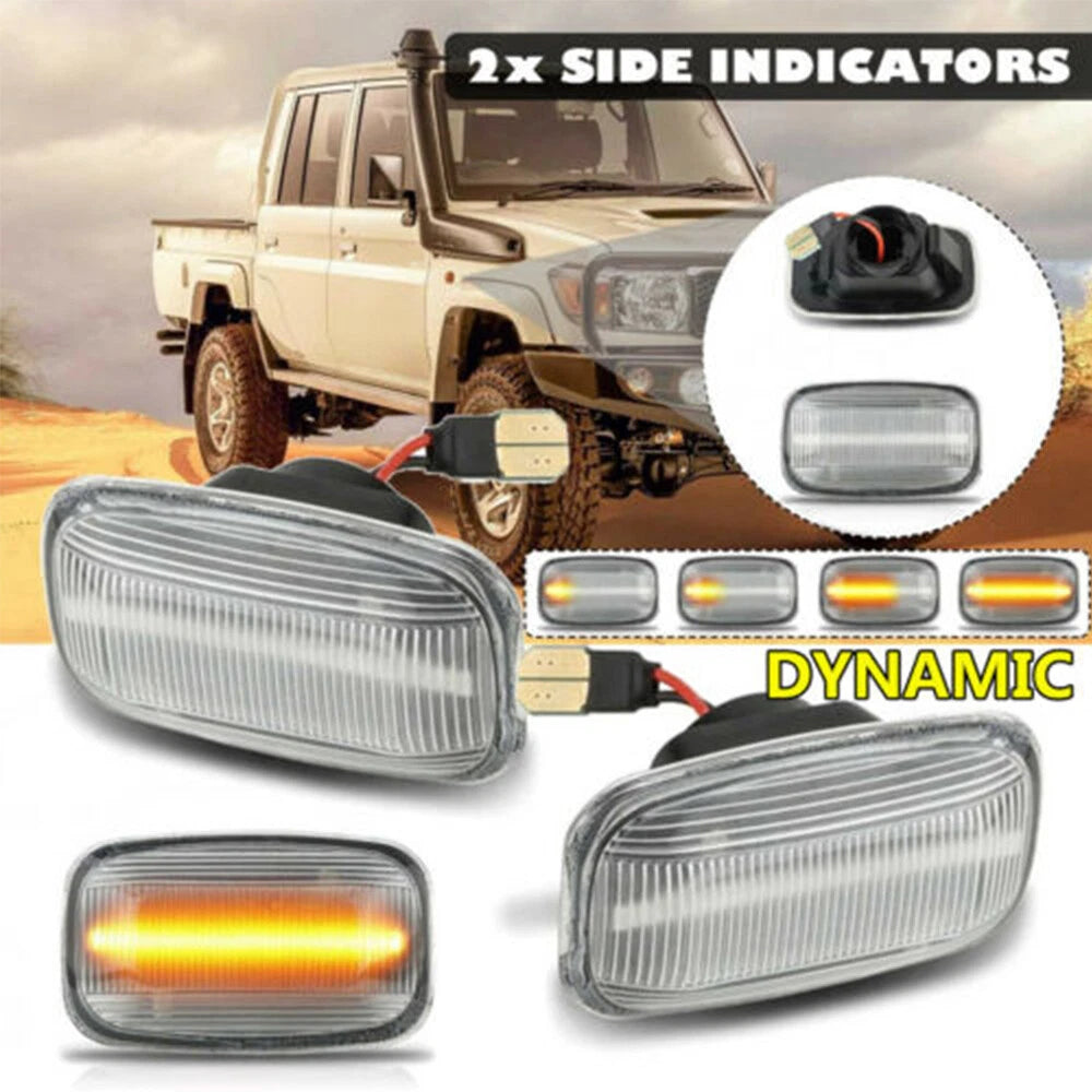 2X Dynamic LED Side Marker Light Turn Signal Indicator For LandCruiser 70/80/100