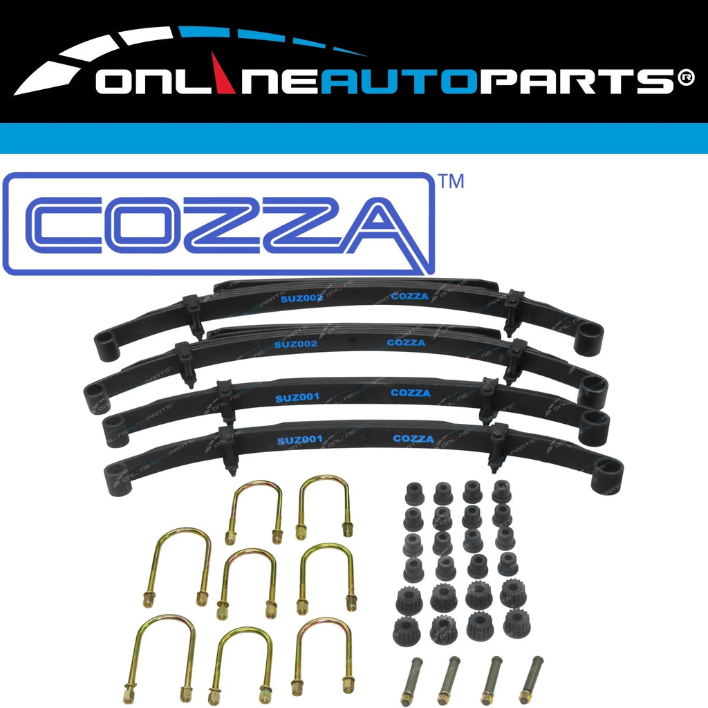 Set of 4 - 50mm Raised Leaf Springs for Suzuki Sierra LJ SJ + Bolts + Bushings