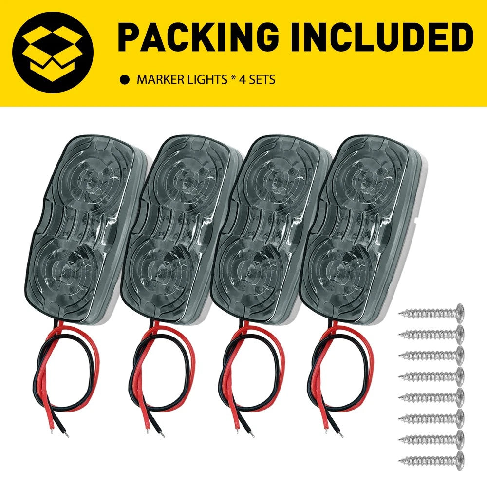 10PCS LED Amber Red Clearance Light Side Marker Lamp Trailer Truck Caravan UTE