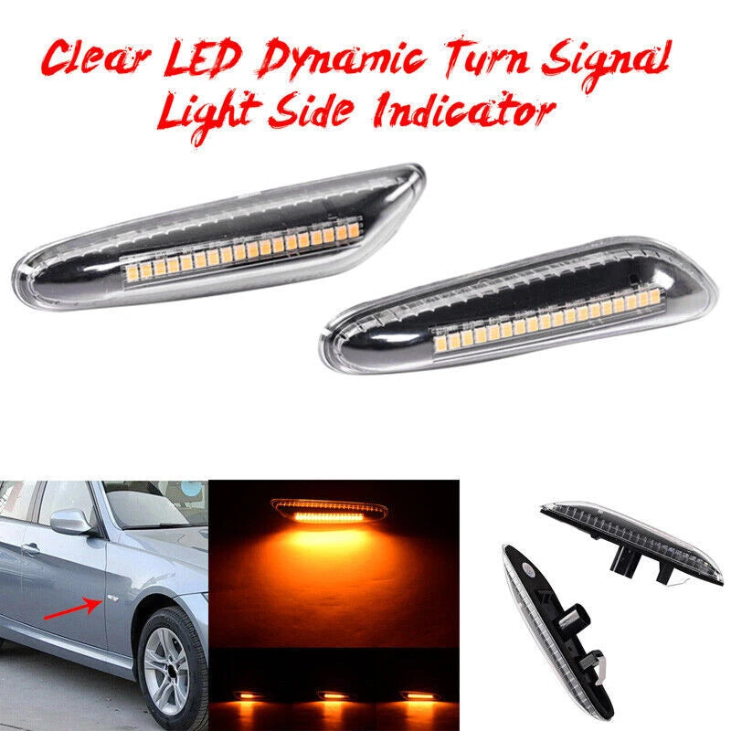 2X Dynamic LED Side Indicator Turn Signal Light For BMW E90 E92 E93 E60 E82 E87
