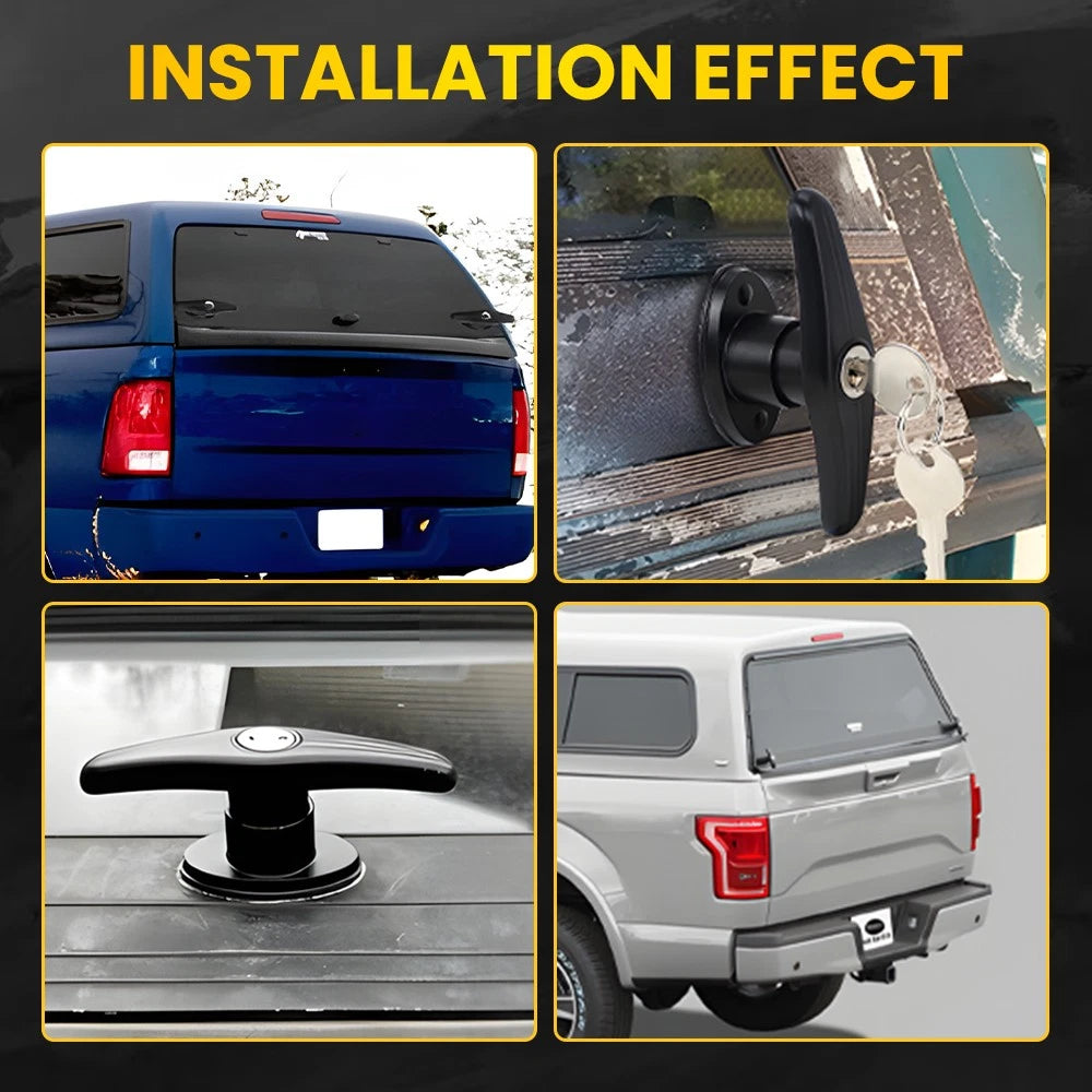 2pcs Heavy Duty T-Bar Lock for Ute Canopy Rear Black Metal Key Locked Security