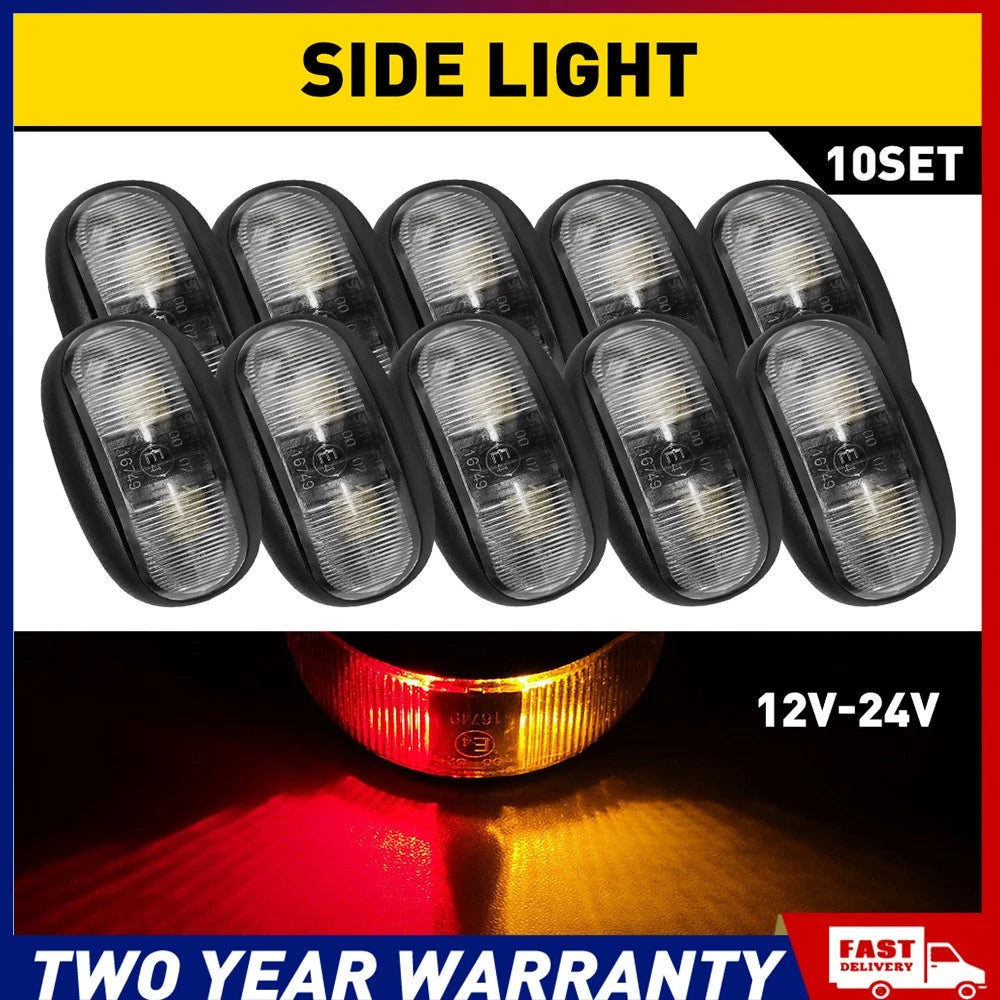 10x LED CLEARANCE LIGHT SIDE MARKER LAMP RED AMBER TRAILER TRUCK CARAVAN VOLT