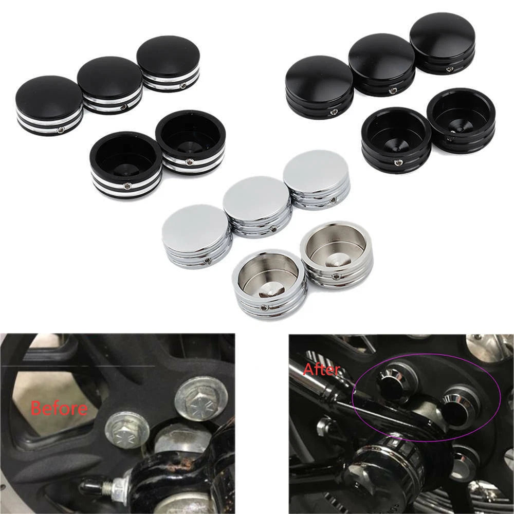 5X CNC Rear Axle Cover Nut Bolt Caps Chrome For Harley Sportster XL1200 883 04+