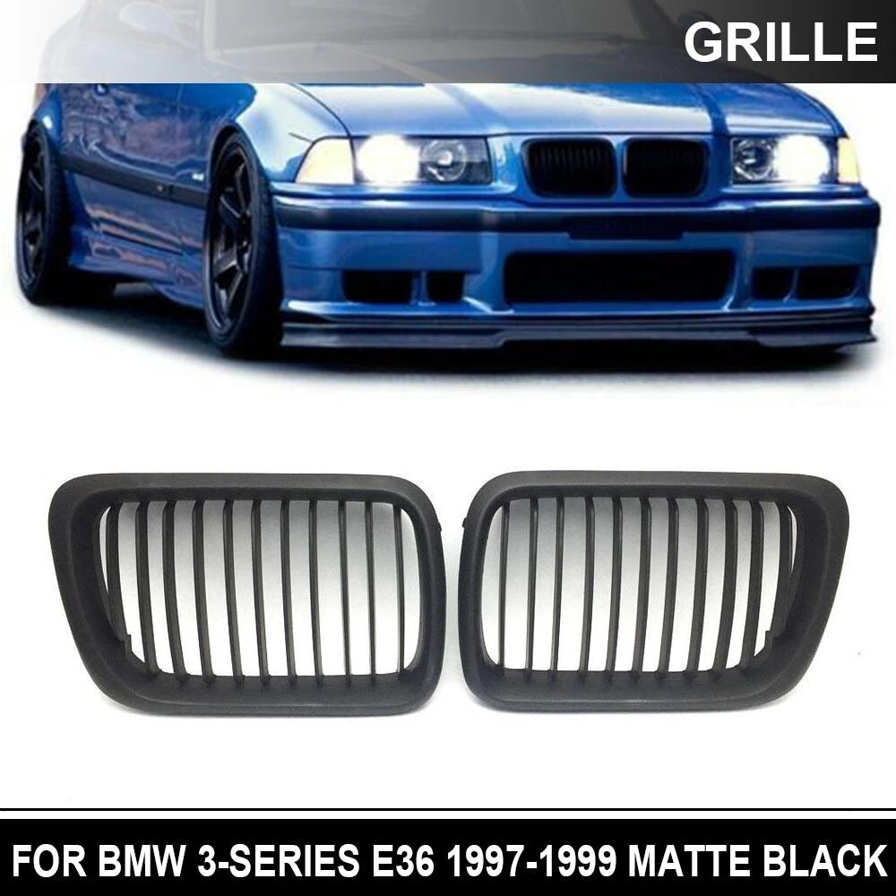 Matt Black Front Kidney Grill Mesh Grille For BMW E36 1997-1999 3 Series ST