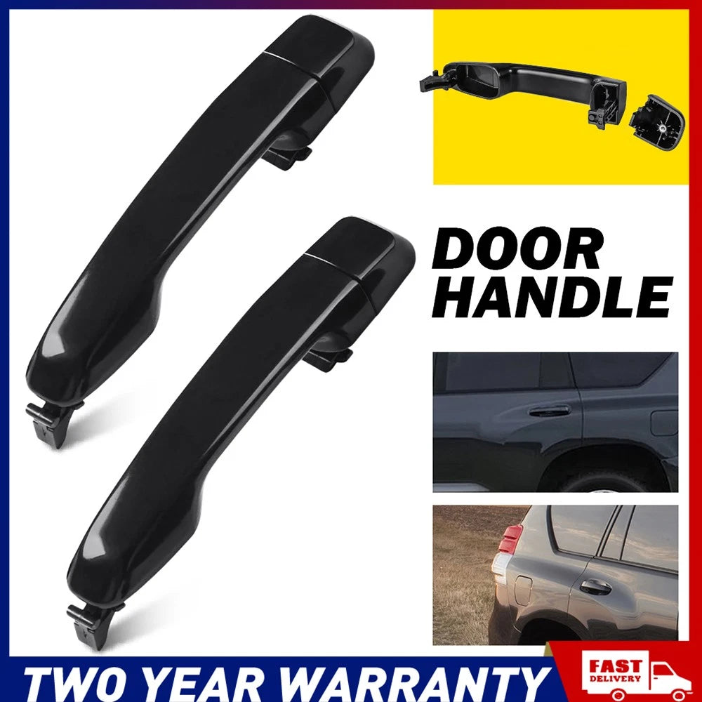 2PCS Outer Door Handle Rear LH & RH for Toyota Prado J150 Series 2009-20 Black