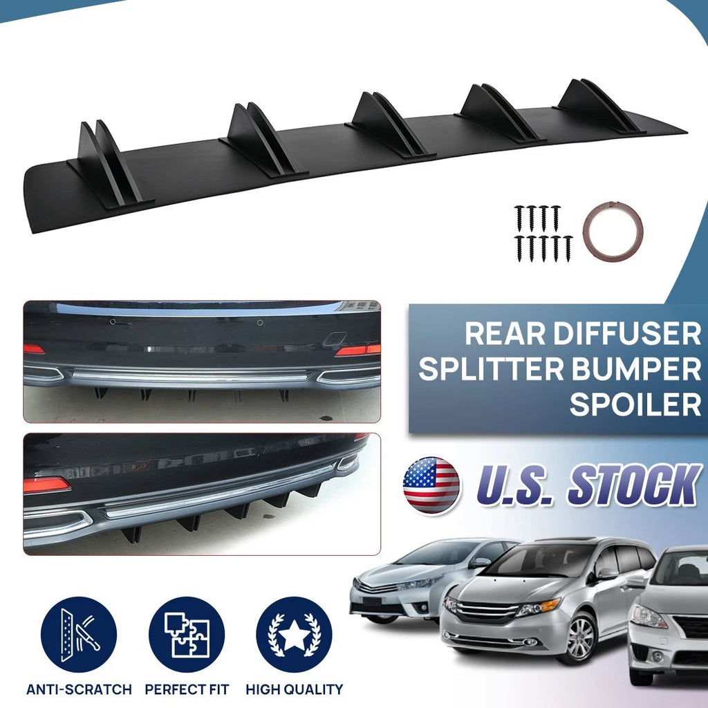 For Chrysler 300 300C Rear Lip Bumper Diffuser Shark 5 Fin Wing Spoiler Splitter