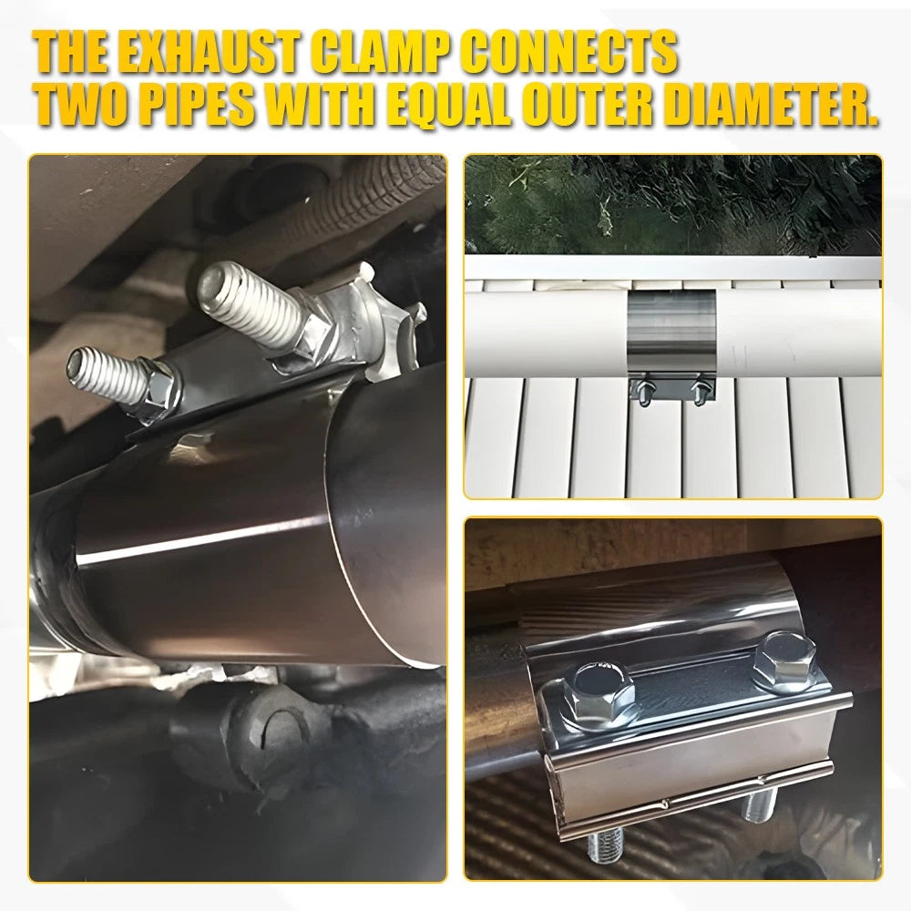 2X 2.5in Butt Joint Exhaust Clamps Exhaust Pipe Muffler Clamp Band T304 Car