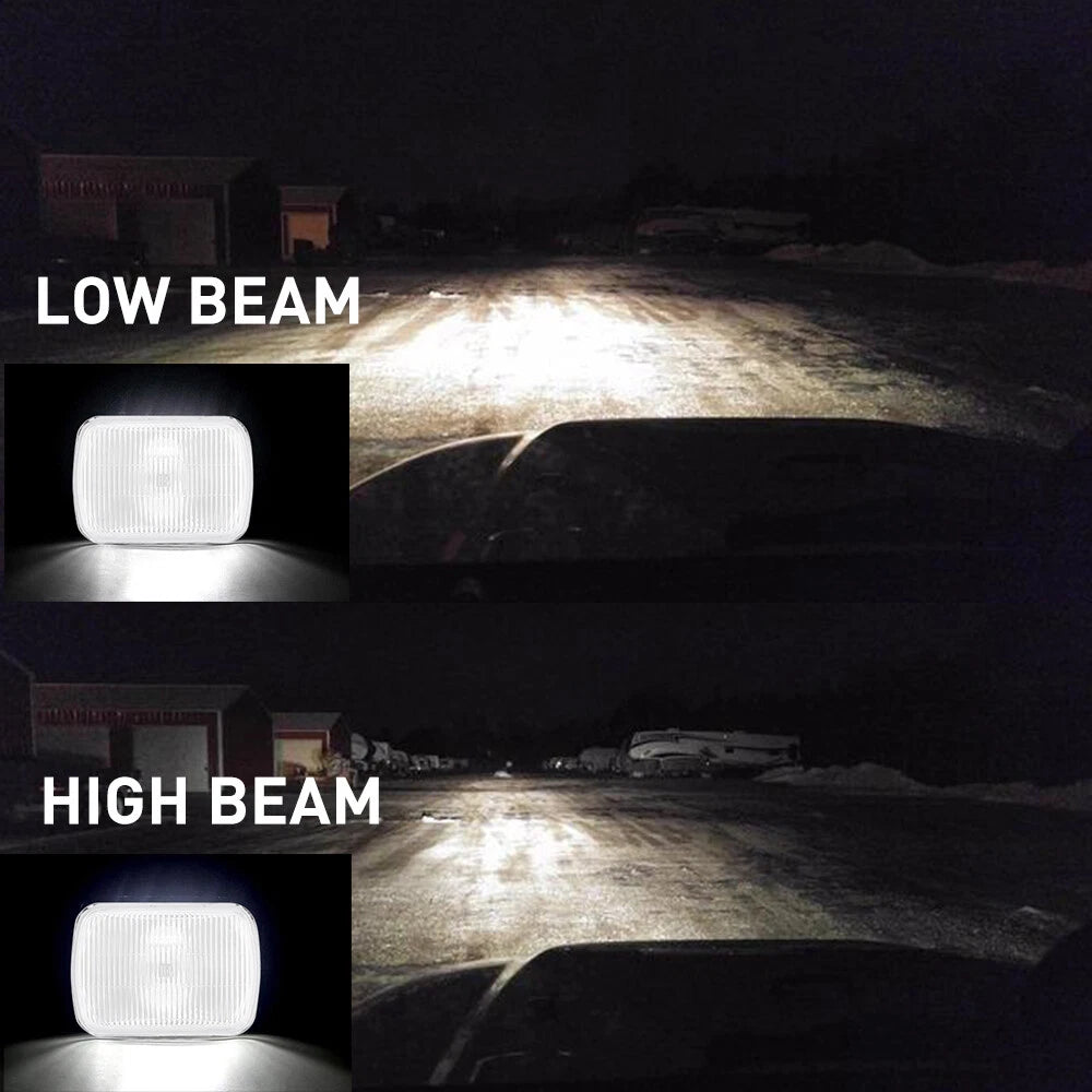 2PCS 5x7" H4 Headlight Kit Rectangle Semi Sealed Headlamp for Toyota Hilux RWD