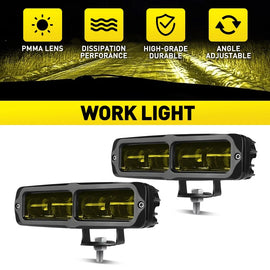 2x 6inch Amber LED Light Bar Combo Spot Flood Fog Yellow Offroad Driving Work