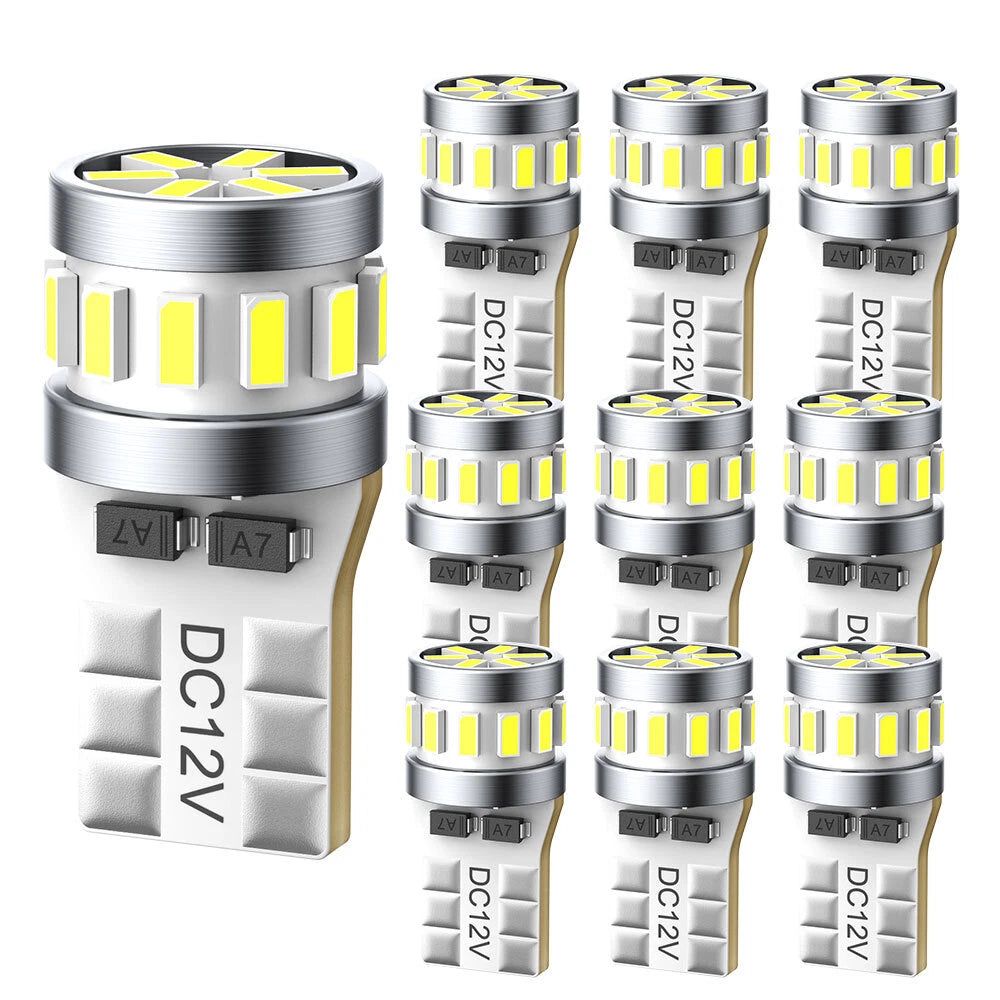AUXITO 10x T10 18-LED White Car Interior Light Parker Bulb Wedge Globe 6500K