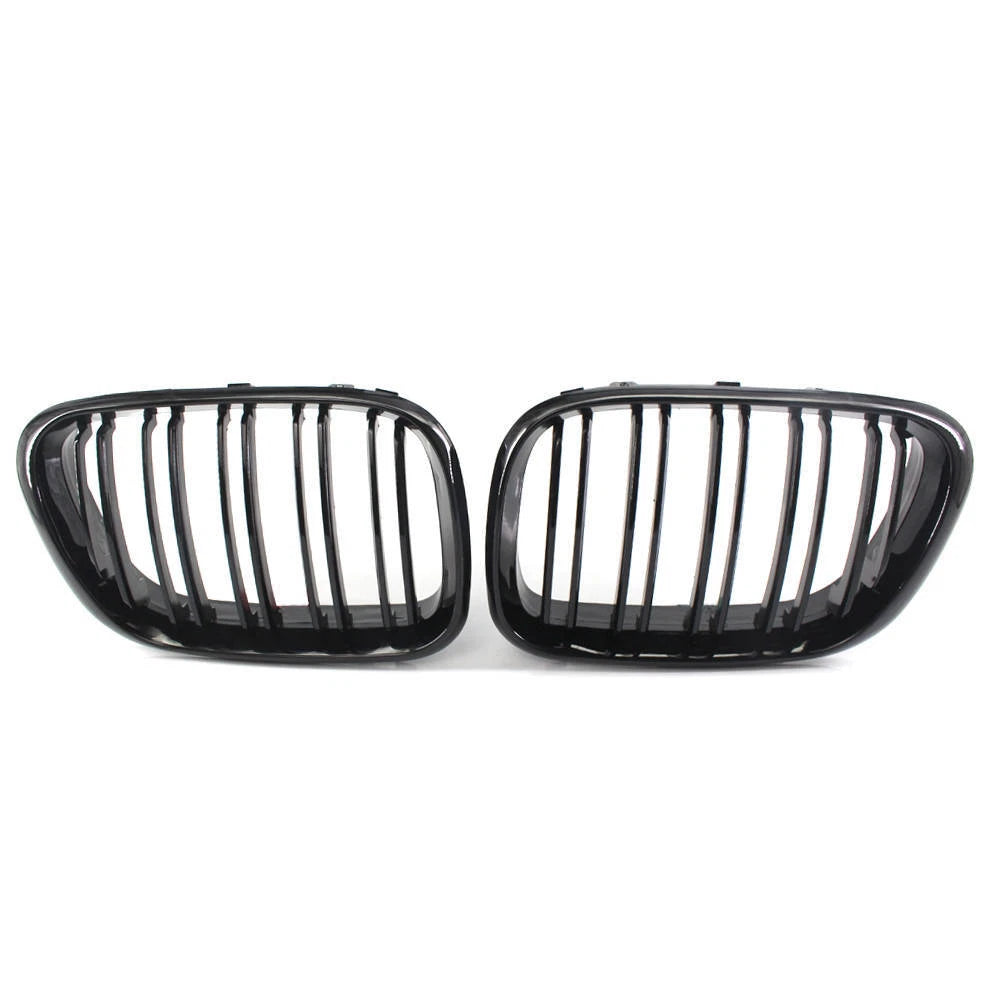 Gloss Black Dual Slat Front Kidney Grill Grilles For BMW X5 E53 2000-2003 01 02