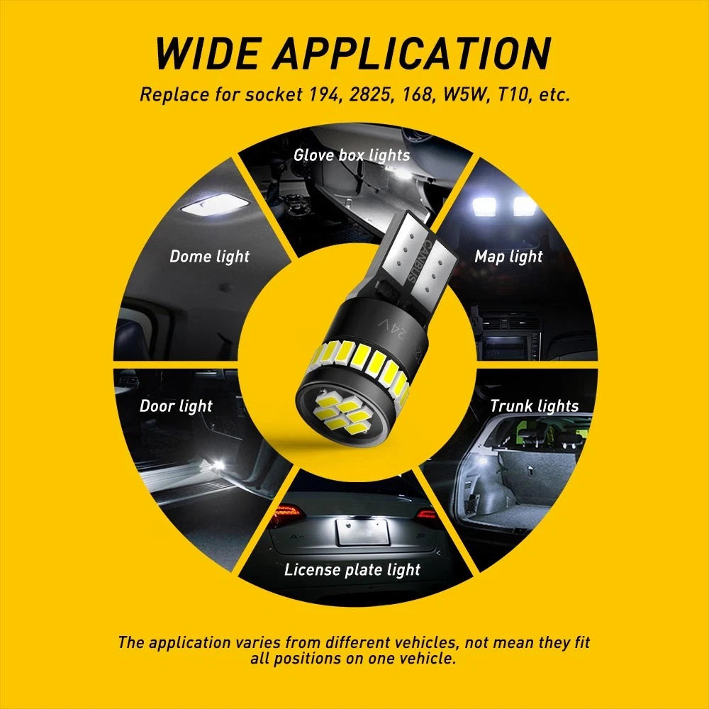 2X T10 LED CANBUS 12V 3014 W5W WHITE COOL CAR TAIL SIDE LIGHTS TURN PARK BULB